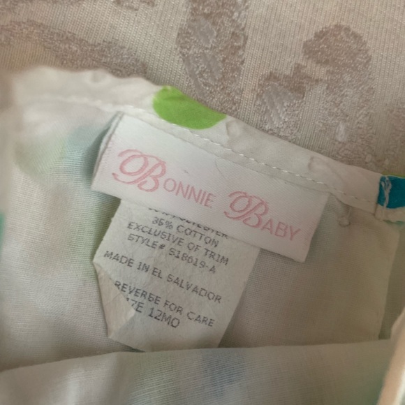 Bonnie Baby White with Blue, Green and Aqua Polka Dots Tiered Sundress. 12m - Picture 5 of 7
